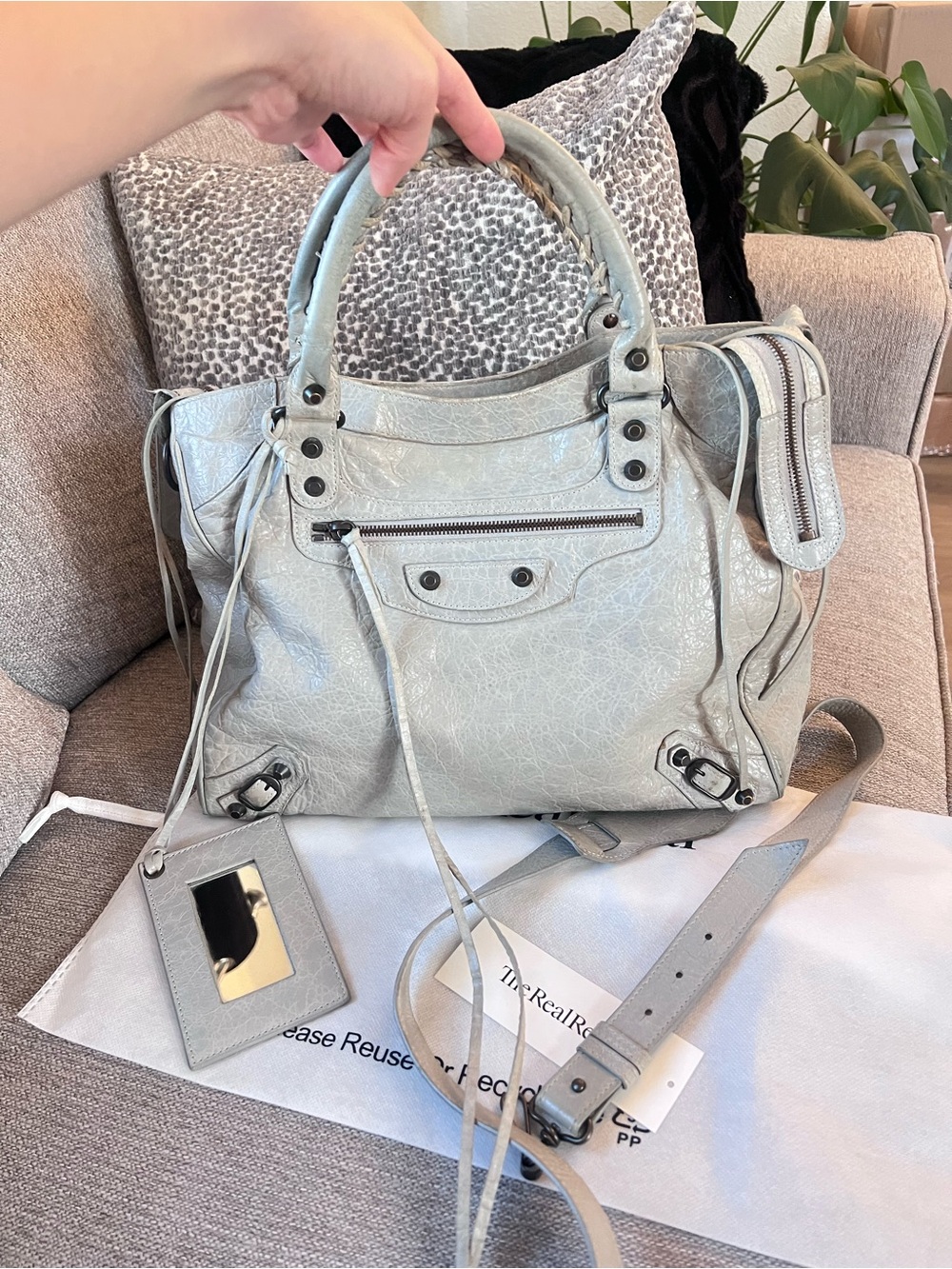 Balenciaga Vintage Le City Velo Light Grey Leather Satchel Shoulder Bag - Picture 2 of 13